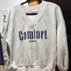 SHEIN Gray V-Neck Sweatshirt. Size L